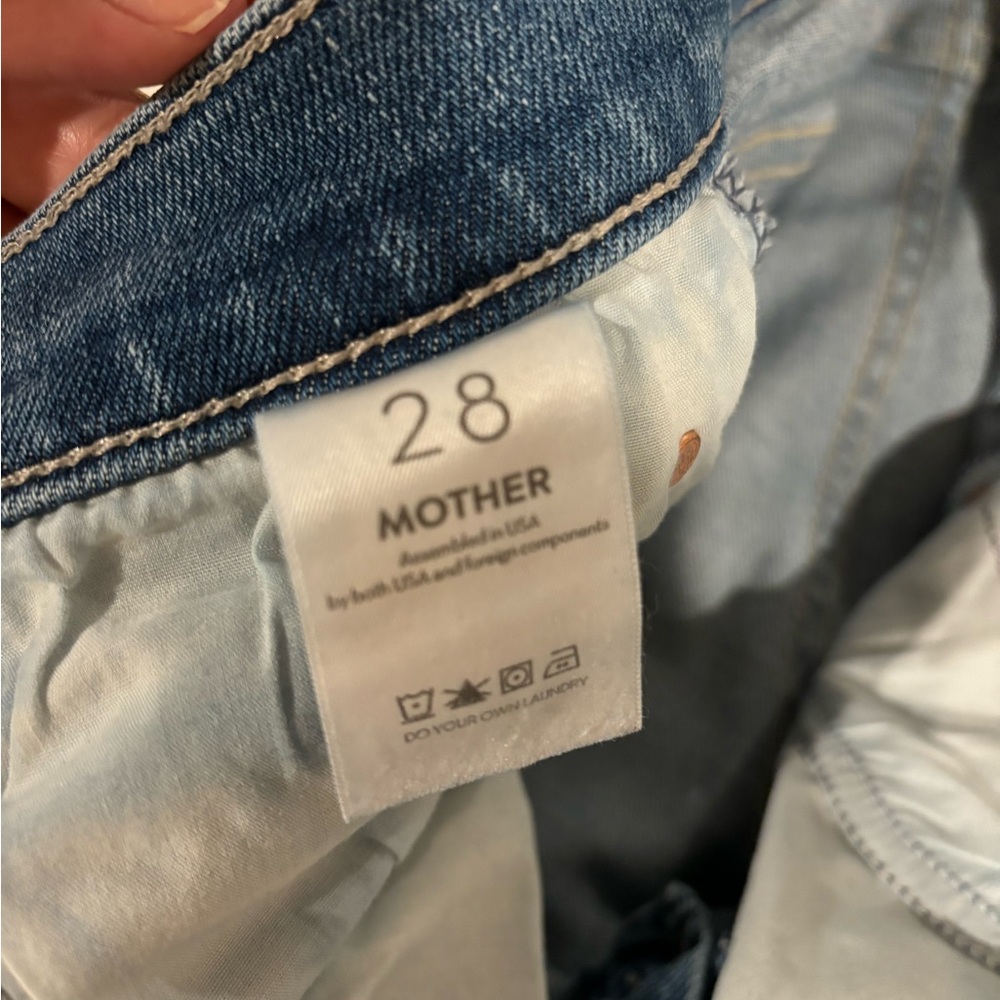 MOTHER Mid Rise Dazzler Ankle Fray Jeans - Light Blue / Medium Blue - Picture 2 of 6